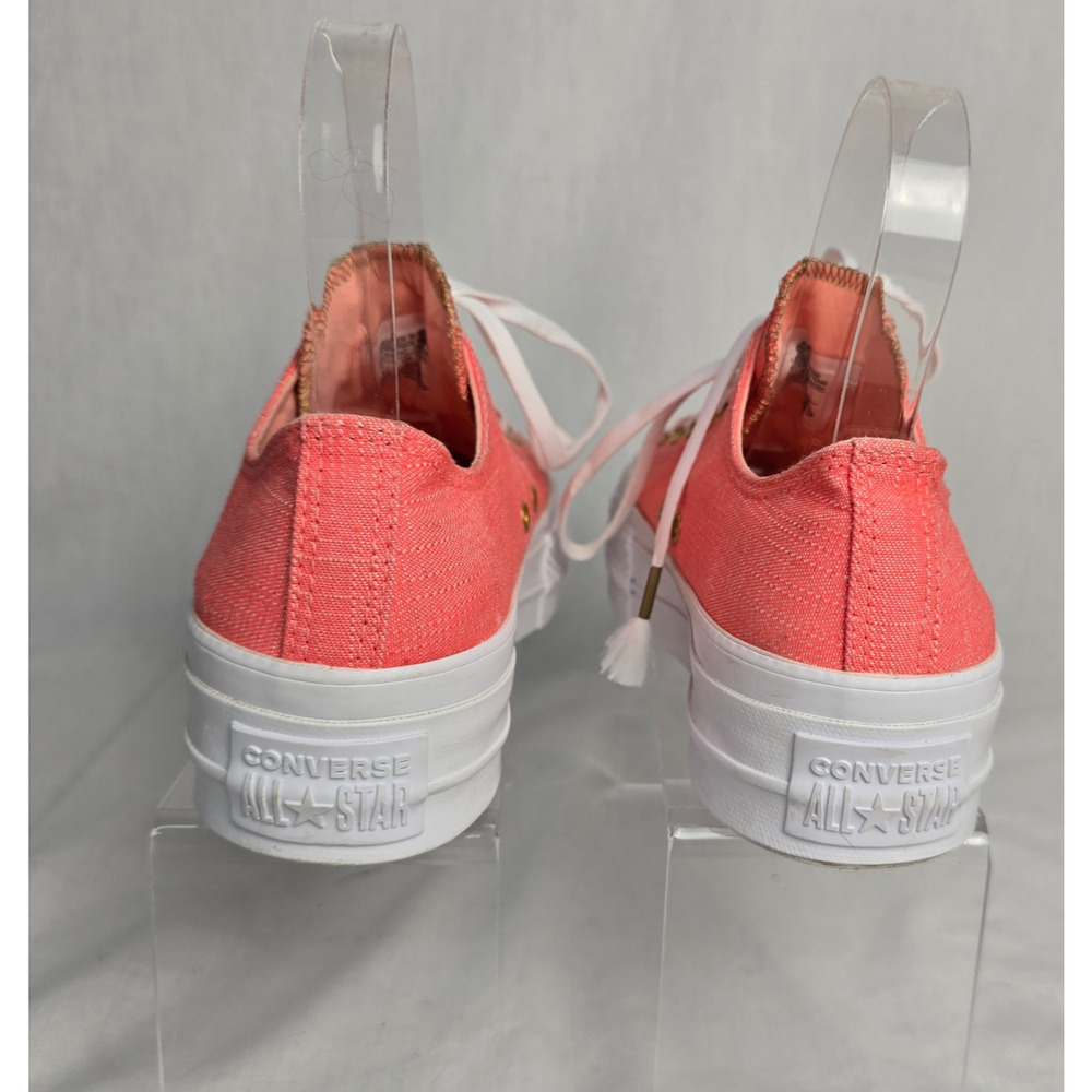 Converse Chuck Taylor All Star Lift Ox Sneakers Women's 8 Coral & White Lace Up - Picture 11 of 13